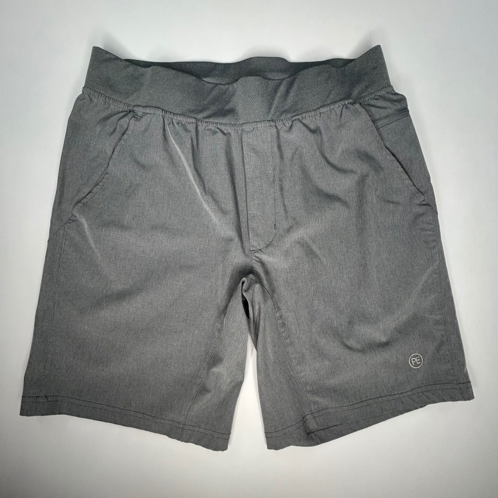 Perry Ellis Sport Mens Shorts M Gray UPF 50 Athletic Performance Zip Pocket